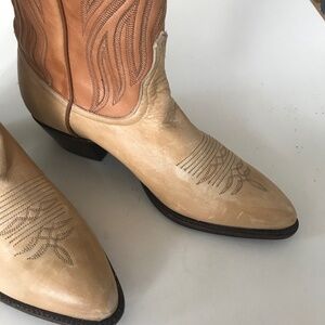 A beautiful pair of two tone real leather cowboy boots